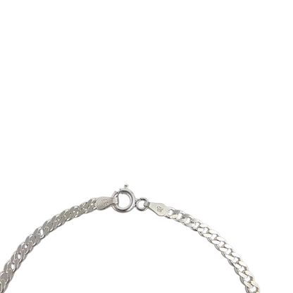 Fermoir spring ring bracelet argent 925 Italy chaîne curb 3mm