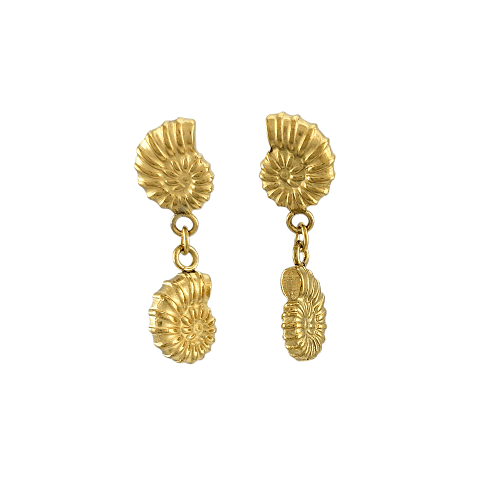 Fossila Duo – Boucles Pendantes Fossiles Dorées - Alberto Bijoux