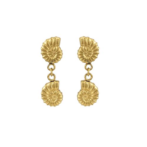 Fossila Duo – Boucles Pendantes Fossiles Dorées - Alberto Bijoux