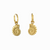 Mini créoles dorées avec pendentif fossile vue de face