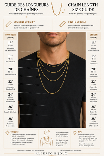Gold Chain Size Guide Alberto Bijoux