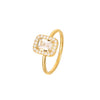 Bague solitaire dorée avec pierre rectangulaire et zircons, modèle raffiné Clarté Royale – Alberto Bijoux