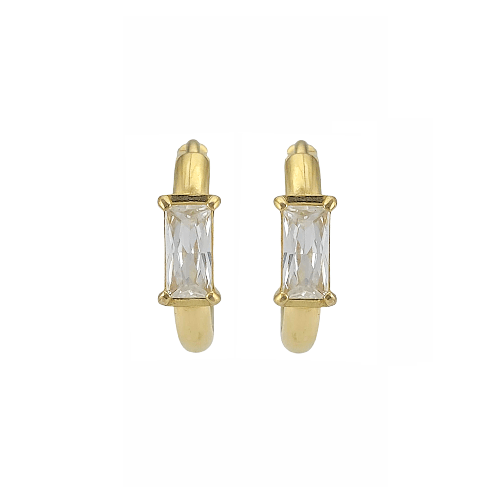 Huggies Dorées à Pierre Rectangulaire - Alberto Bijoux