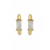 Boucles huggies dorées avec pierre rectangulaire brillante – 10mm