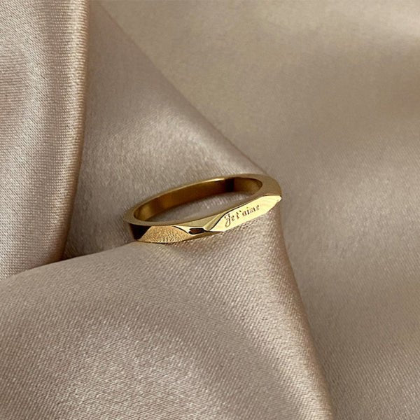 Je t’aime – Bague Dorée Gravée - Alberto Bijoux