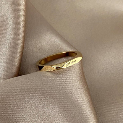 Je t’aime – Bague Dorée Gravée - Alberto Bijoux