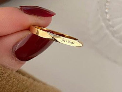 Je t’aime – Bague Dorée Gravée - Alberto Bijoux