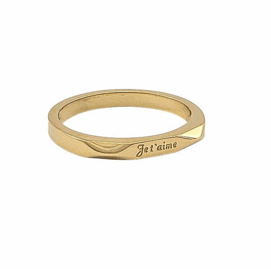 Je t’aime – Bague Dorée Gravée - Alberto Bijoux