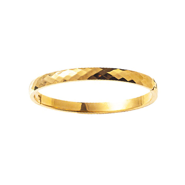 Jonc rigide doré pour femme avec finition martelée, au style artisanal, chic et moderne – Alberto Bijoux