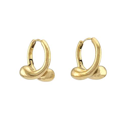 Boucles d’oreilles en acier doré avec design torsadé et forme nouée moderne