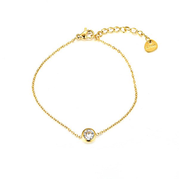 Lueur Élégante – Bracelet Fin avec Pierre Ronde (3 Couleurs) - Alberto Bijoux