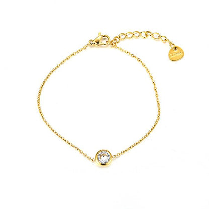 Lueur Élégante – Bracelet Fin avec Pierre Ronde (3 Couleurs) - Alberto Bijoux