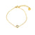 Bracelet doré fin avec pierre ronde rose au centre et chaîne ajustable