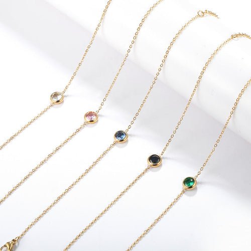 Lueur Élégante – Bracelet Fin avec Pierre Ronde (3 Couleurs) - Alberto Bijoux