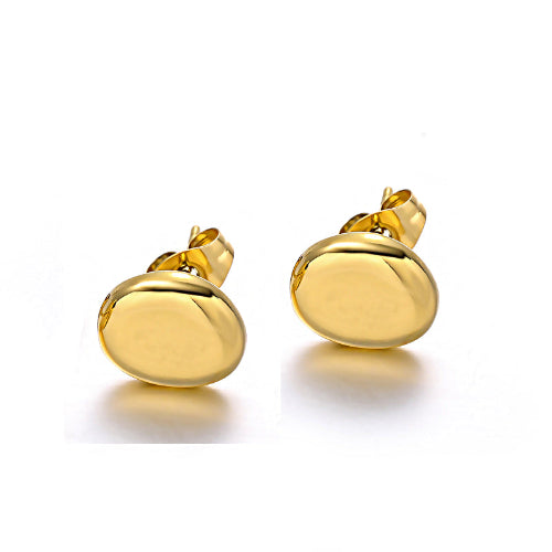 Paire de boucles d’oreilles ovales dorées 10mm en acier inoxydable, finition brillante.