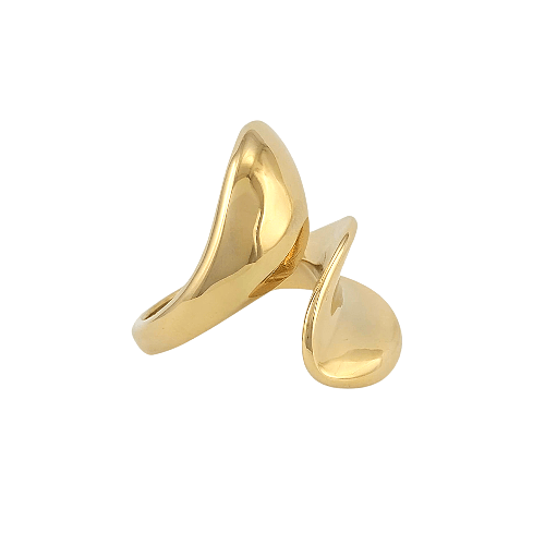 Lunara – Bague Ouverte Dorée Double Dôme - Alberto Bijoux