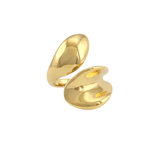 Lunara – Bague Ouverte Dorée Double Dôme - Alberto Bijoux