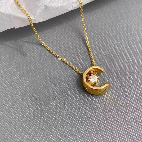 Collier “Luna” – Lune Dorée & Pierre Brillante - Alberto Bijoux