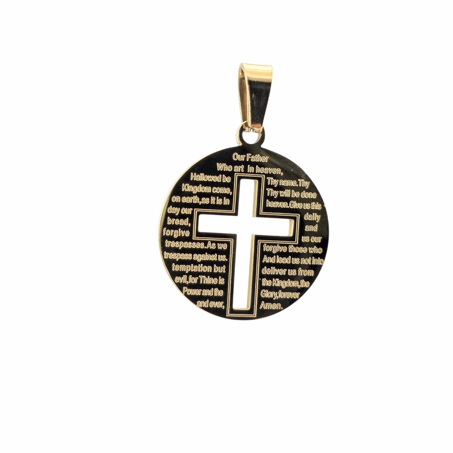 Pendentif religieux Notre Père hypoallergénique sans nickel résistant à l'eau – Alberto Bijoux Montréal