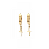 Boucles d’oreilles huggies dorées avec pendentif croix ankh en acier inoxydable