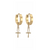 Boucles d’oreilles huggies dorées avec pendentif croix ankh en acier inoxydable