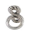 Bague argent sterling creuse design nœud torsadé avec texture spirale, style statement élégant
