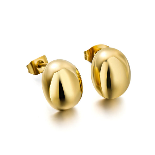 Clous d’oreilles dorés ovales de 12mm, design minimaliste et chic – modèle Naya – Alberto Bijoux