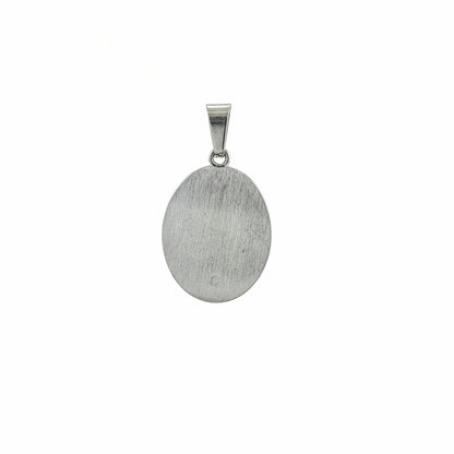 Médaillon oval Notre-Dame de Guadalupe 22x17mm acier inoxydable cristaux – Alberto Bijoux Montréal