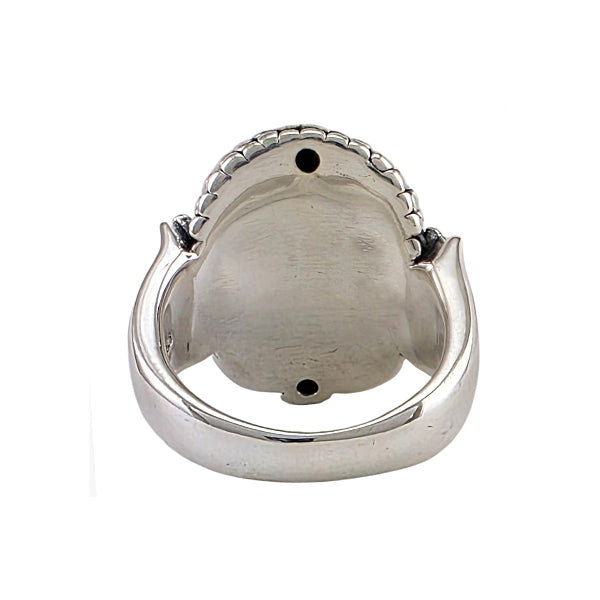 Bague argent sterling creuse avec figure oni japonaise mythique sculptée, masque traditionnel détaillé, style spirituel japonais