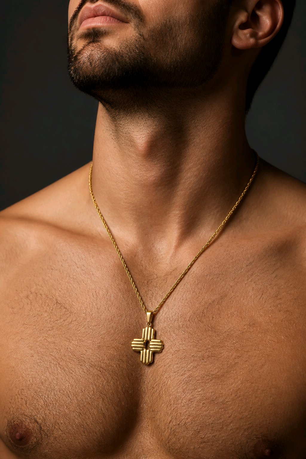 Pendentif “Croix Contemporaine” Doré en acier inoxydable – Un symbole moderne - Alberto Bijoux