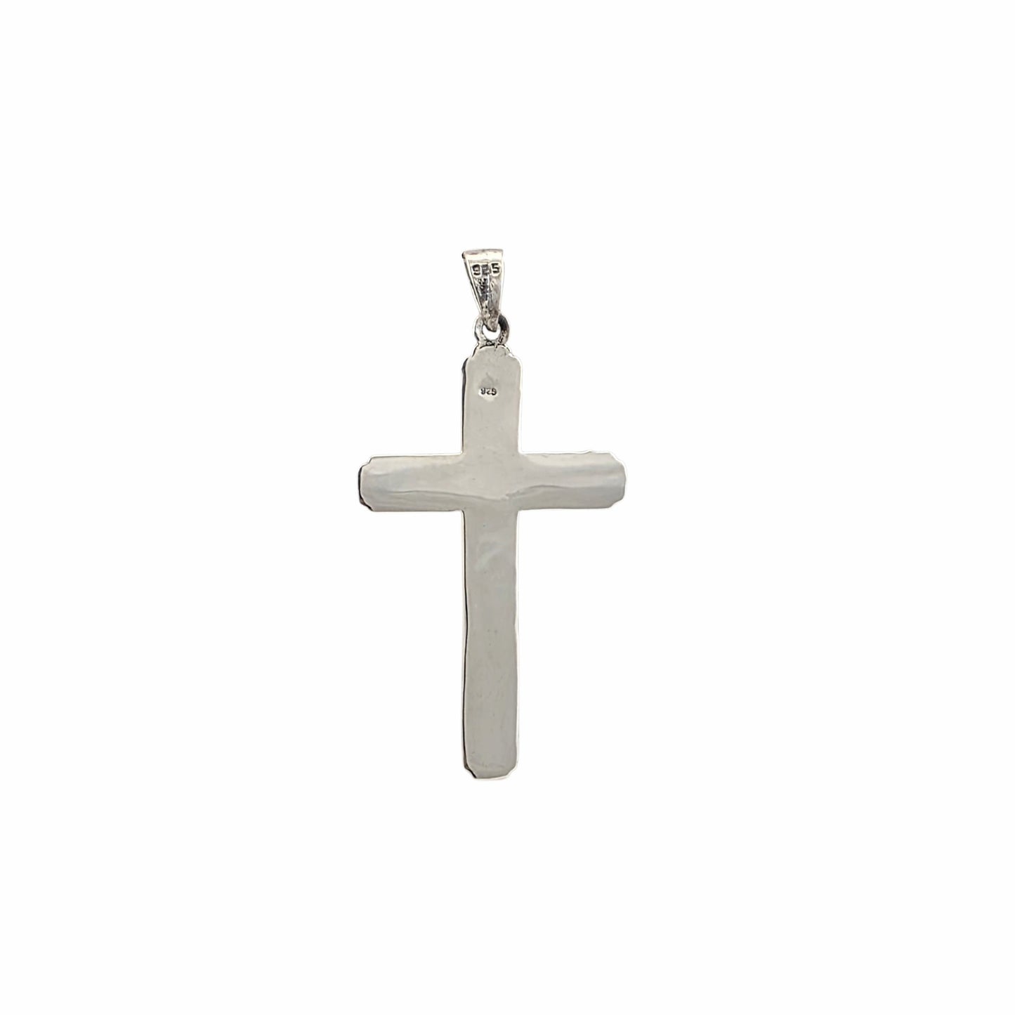 Pendentif croix crucifix Christ INRI en argent sterling 925 oxydé 50x25mm, bijoux religieux Montréal