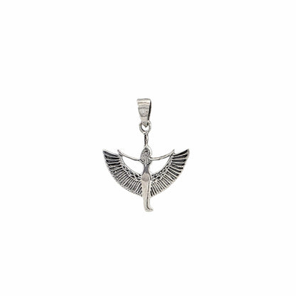 Pendentif déesse Isis ailes déployées argent sterling 925 finition oxydée 32x26mm — Alberto Bijoux Montréal