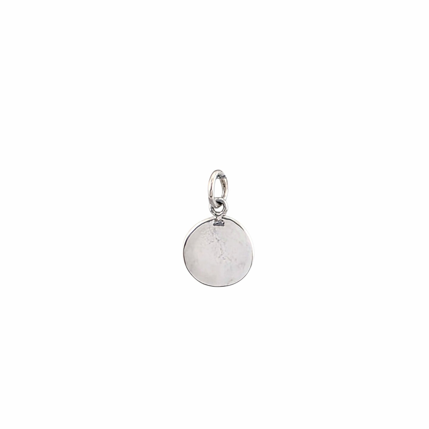 Grande médaille pendentif Saint-Christophe en argent sterling 925 oxydé, scène gravée en haut-relief avec saint portant l'enfant Jésus, style médaille ancienne, 19mm, fond blanc