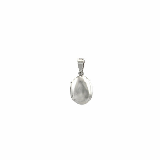 Pendentif médaillon ouvrant ovale en argent sterling 925 poli miroir, locket photo lisse sans gravure, 20x15mm, fond blanc