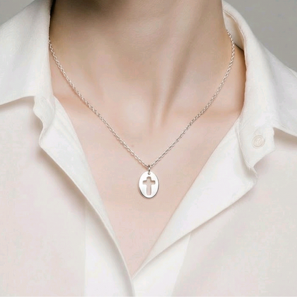 Argent sterling 925 • Poli miroir • Croix ajourée découpée • Hypoallergénique • 15 x 11 mm • Chaîne non incluse