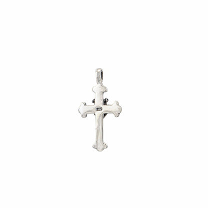 Pendentif croix gothique cœur couronné en argent sterling 925 oxydé 35x19mm, bijoux Montréal