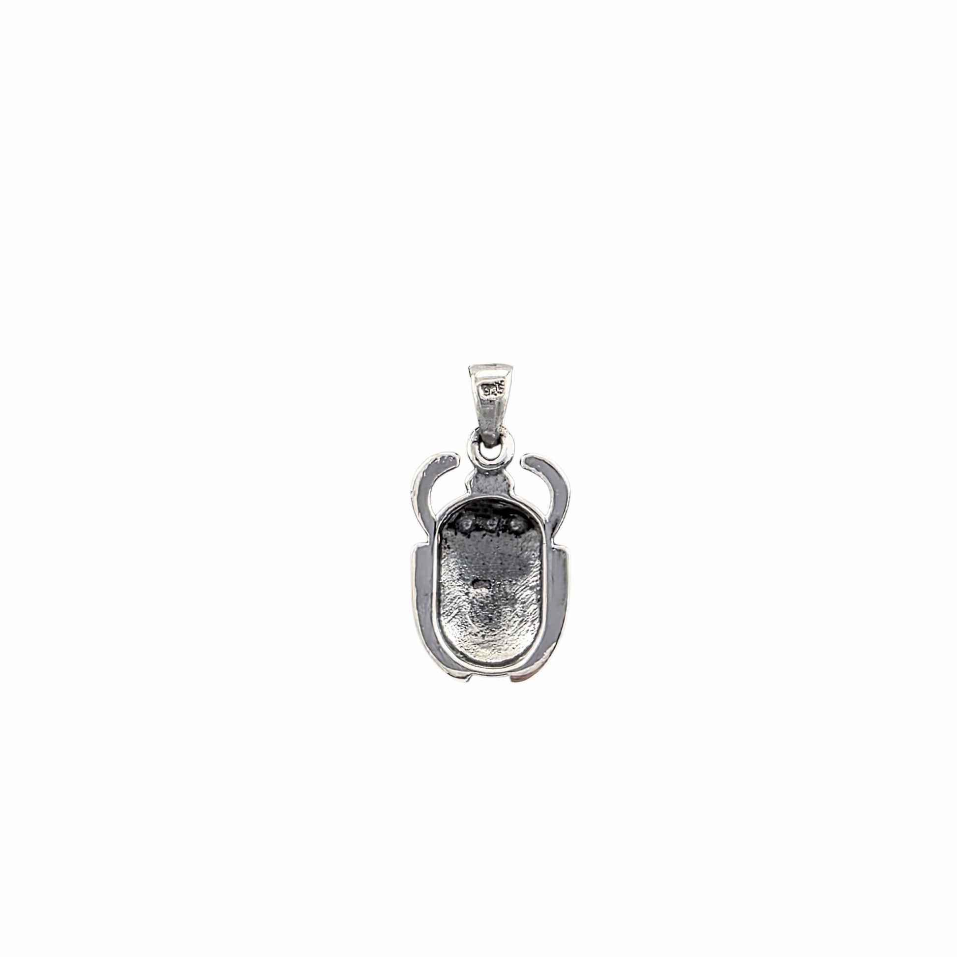 Pendentif scarabée égyptien hiéroglyphes argent sterling 925 finition oxydée 28x15mm — Alberto Bijoux Montréal
