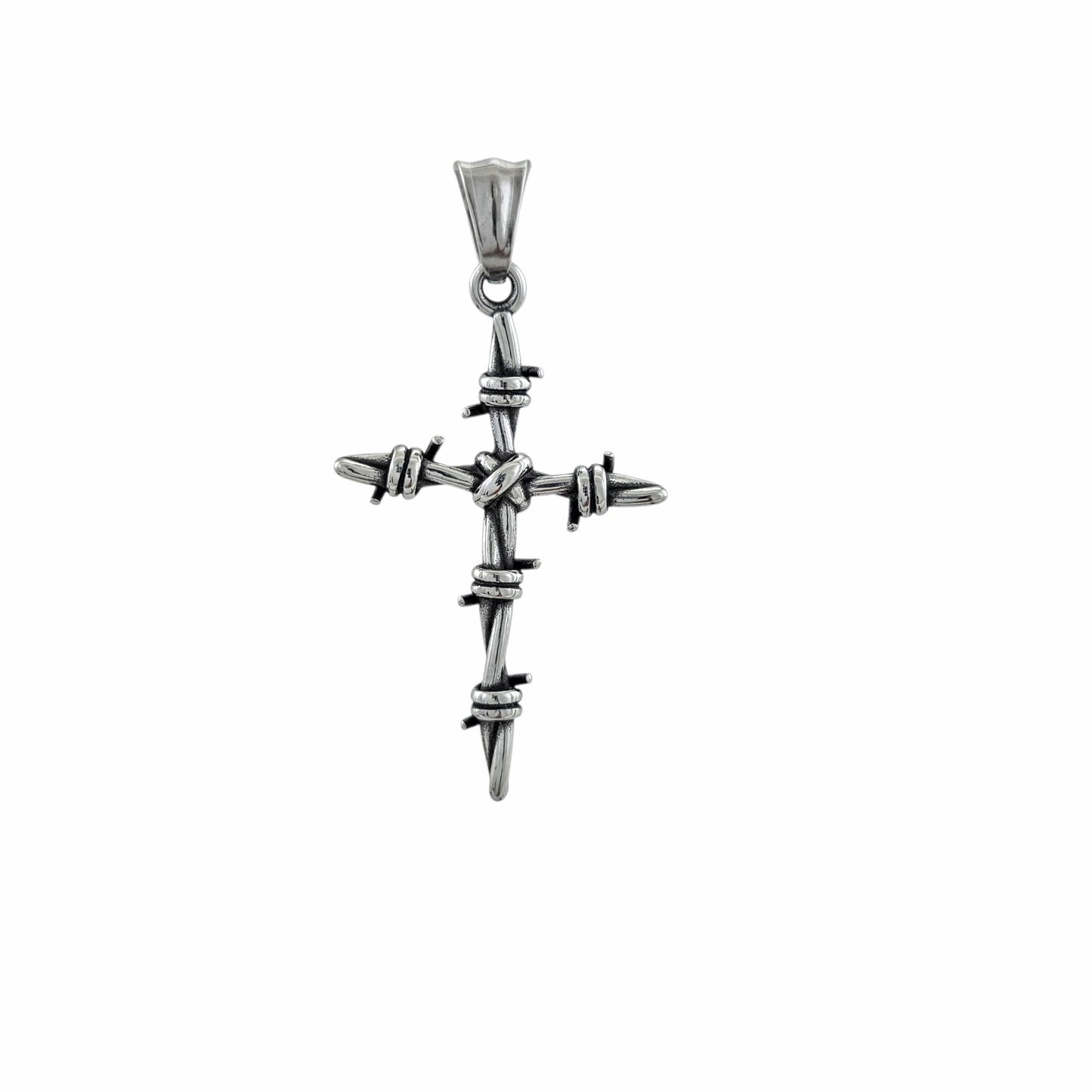 Pendentif croix barbelée acier inoxydable 316L – Alberto Bijoux Montréal