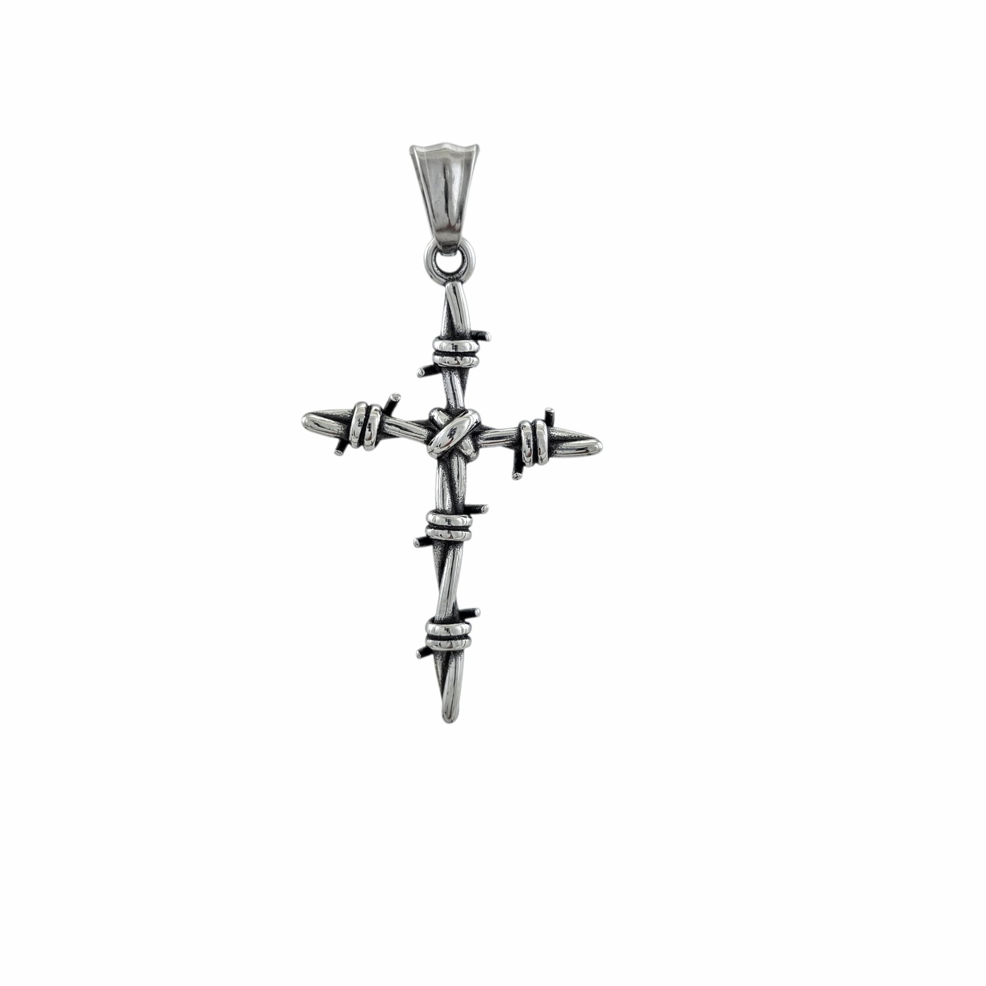 Pendentif croix barbelée acier inoxydable 316L – Alberto Bijoux Montréal