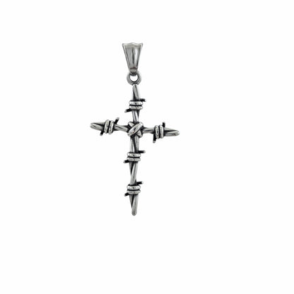 Pendentif croix barbelée acier inoxydable 316L – Alberto Bijoux Montréal