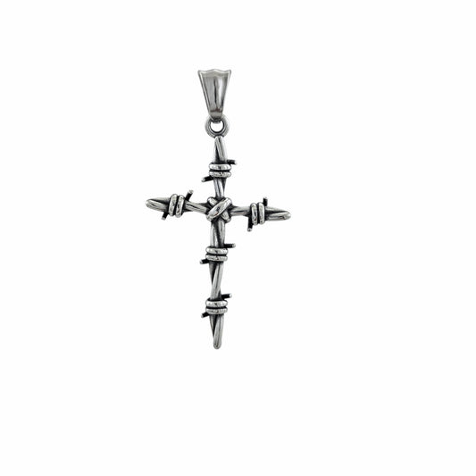 Pendentif croix barbelée acier inoxydable 316L – Alberto Bijoux Montréal