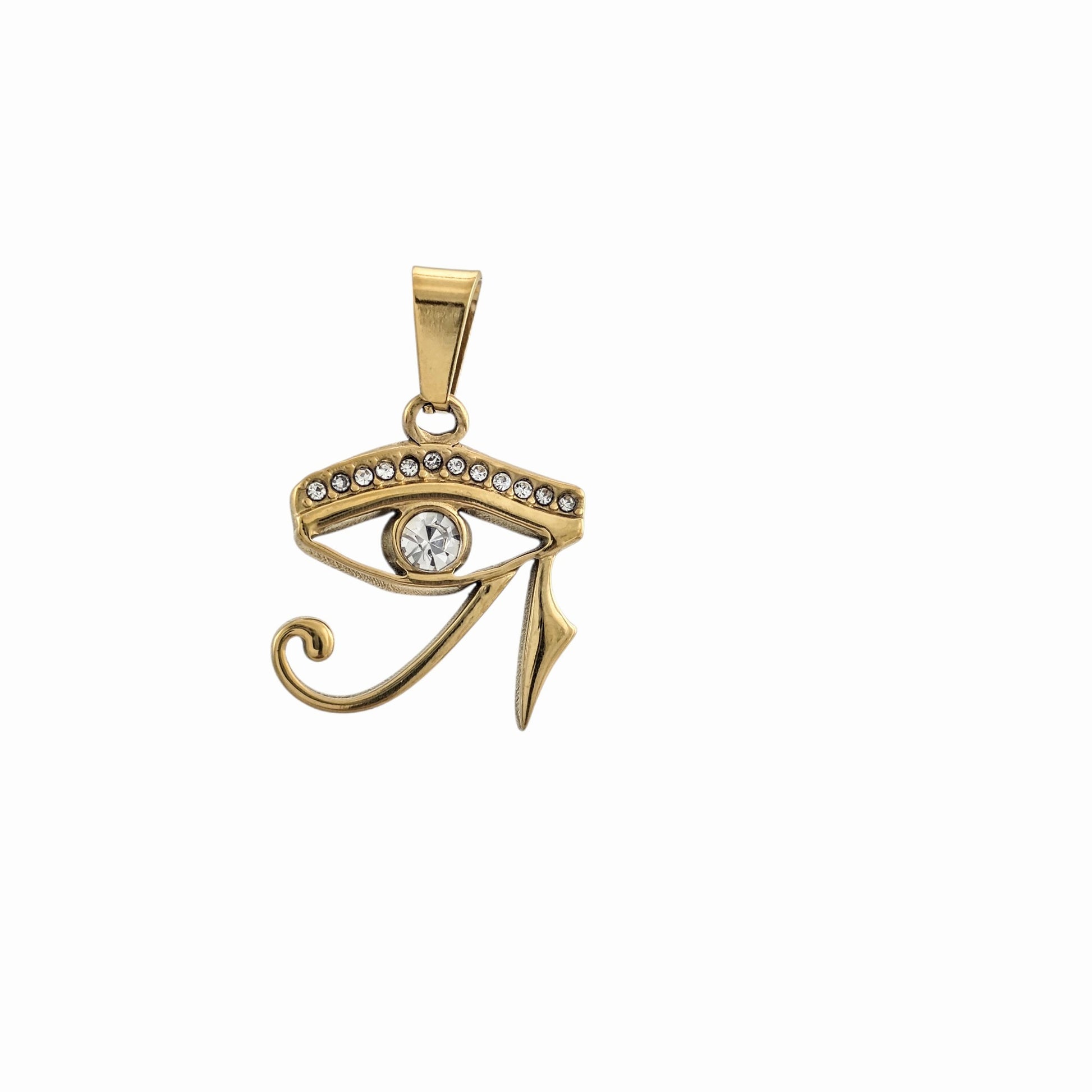 Pendentif Œil d'Horus acier inoxydable 316L doré avec cristaux – Alberto Bijoux Montréal