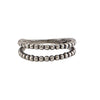 Bague argent sterling double rang avec perles polies, design ajustable ouvert, style moderne minimaliste