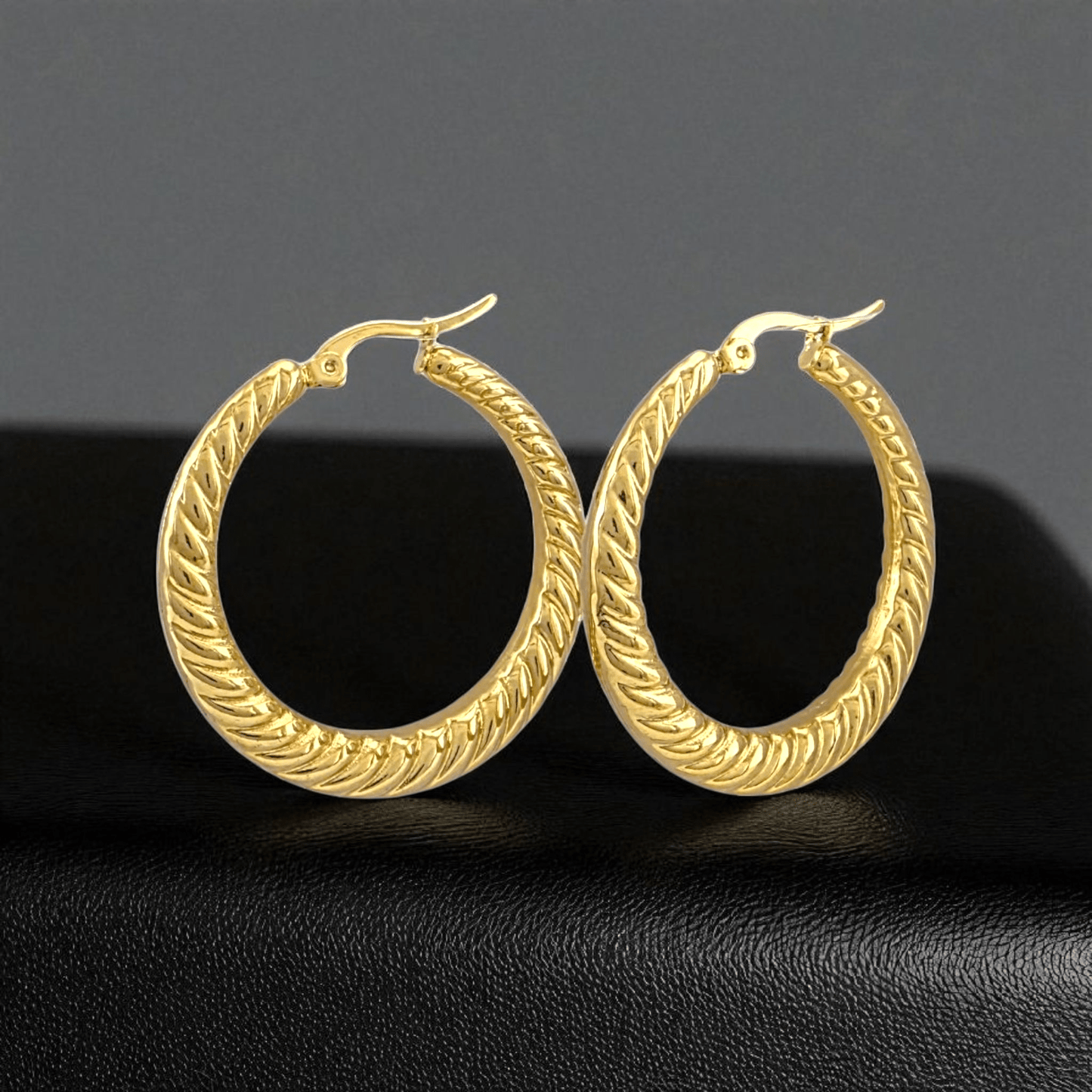 Créoles dorées XXL 46x46mm - Design rope twist maxi statement - Alberto Bijoux