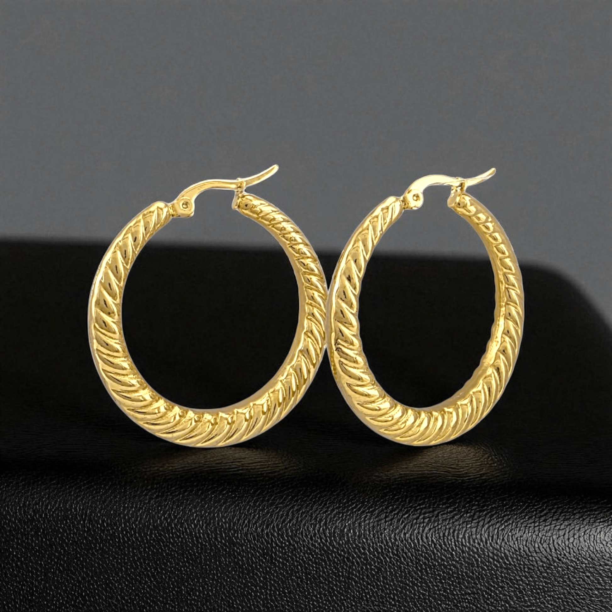 Créoles dorées XXL 46x46mm - Design rope twist maxi statement - Alberto Bijoux