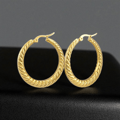 Créoles dorées XXL 46x46mm - Design rope twist maxi statement - Alberto Bijoux