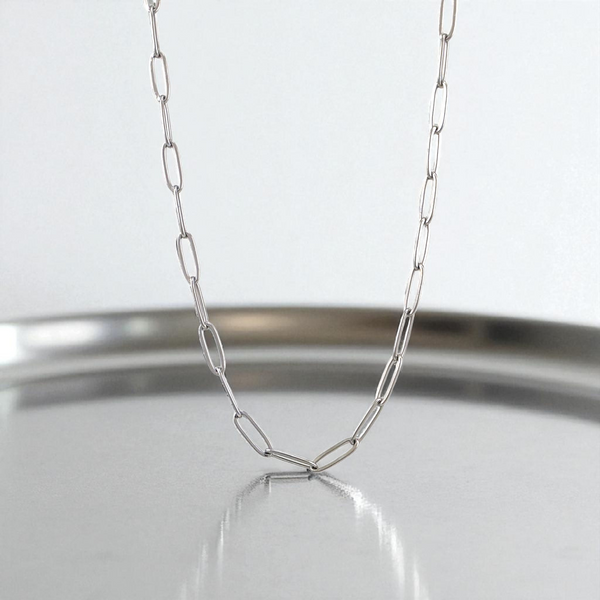 3.5mm Stainless Steel Paperclip Chain Necklace - Lengths 16 to 22 inches