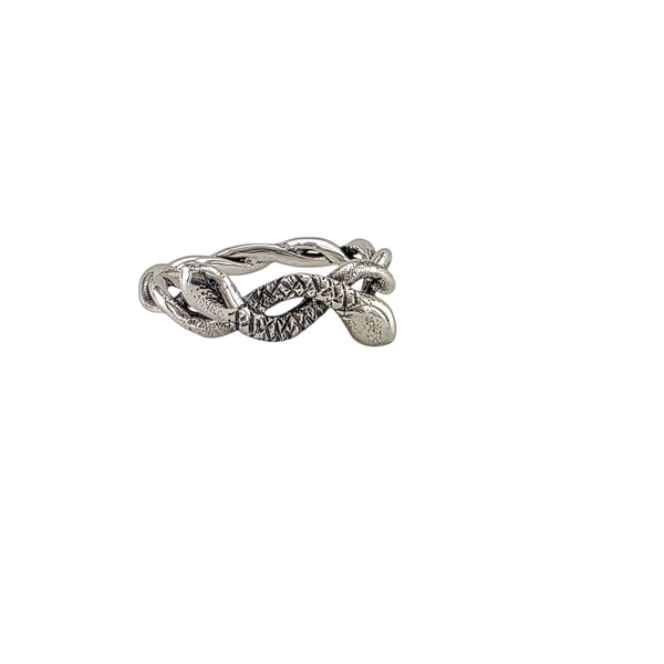 Mystical Duo – Silver Intertwined Serpent Ring (Sizes 6 to 9)