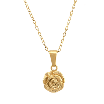 Rosalia – Pendentif Rose Doré avec Chaîne 18” en Acier Inoxydable - Alberto Bijoux