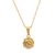 Pendentif en forme de rose dorée avec chaîne de 18 pouces en acier inoxydable – présenté sur fond blanc